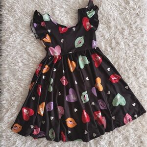 Dot dot Smile Halloween Colorful Heart and Lips Kids Dress